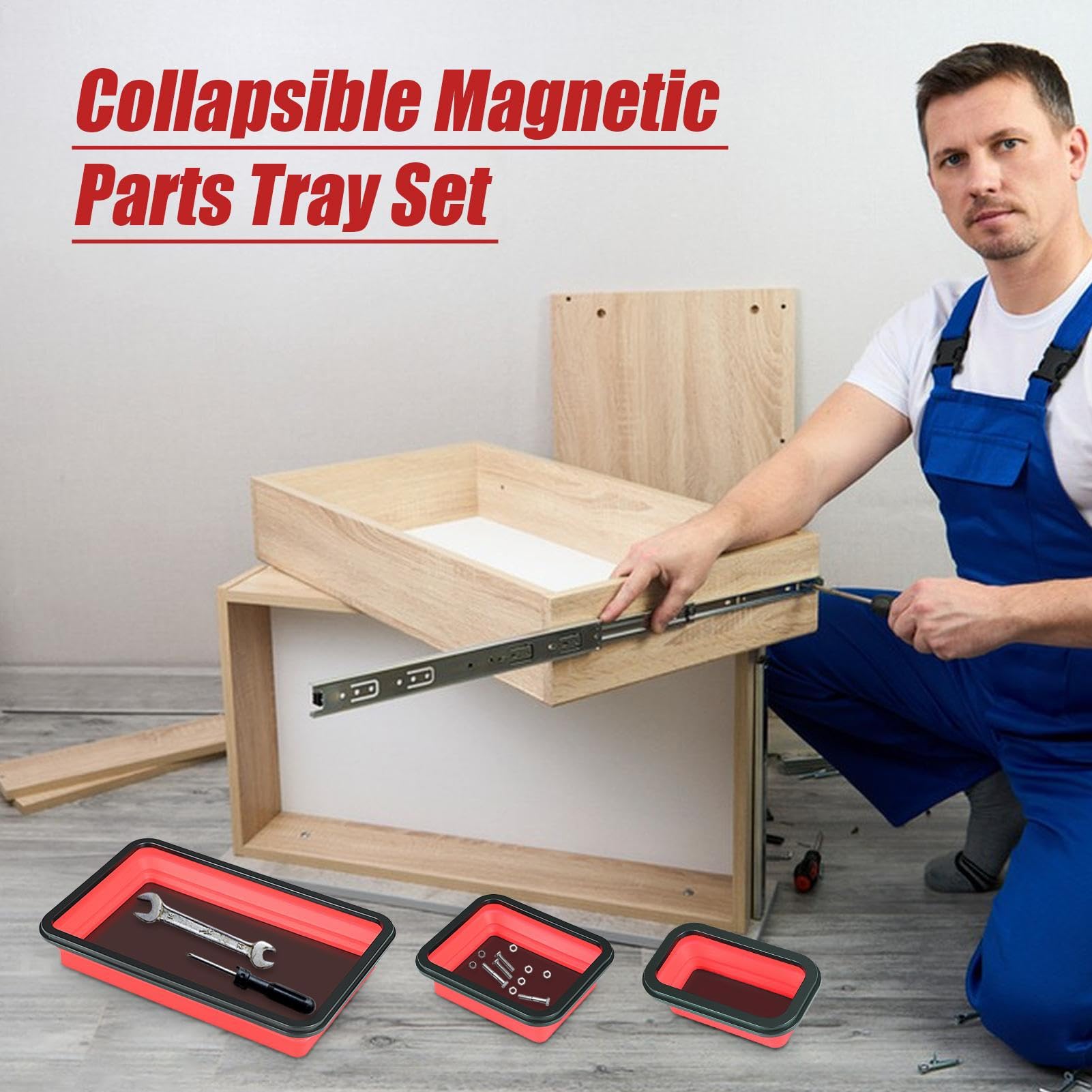 Portabulloni Calamitato Organizer In Silicone Con Magnete Per Smistare Viti | Set da 3 Vassoio Magnetico Organizzatore Porta- Per Meccanici Officina Garage Riparazione e Manutenzione Auto