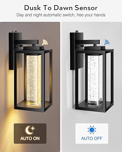 Miniatura 11 de VIANIS Accesorios de iluminación exterior negros para montaje de pared para casa, paquete de 2 luces de porche al aire libre del atardecer al