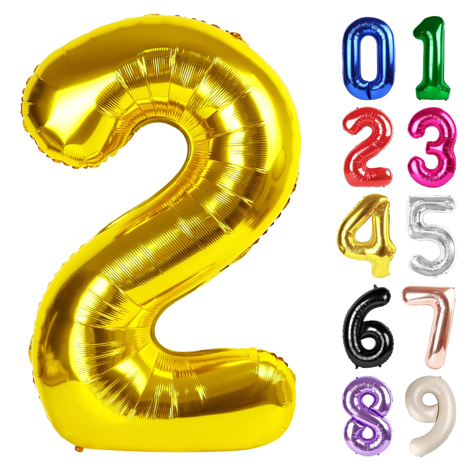 Photo 1 of 2 Balloon - Gold Birthday Number Balloons, 40 Inch Large Foil Balloons for Men Women Boys Girls Gold Themed Birthday Decorations