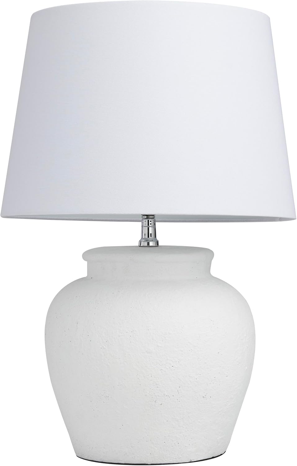 Deco 79 Cement Stone Room Table Lamp Pot Inspired Accent Lamp with Textured Exterior, Lamp 16" x 16" x 24", White