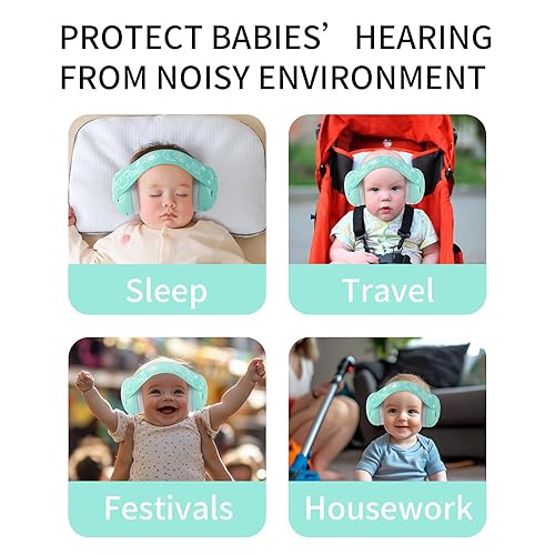 Miniatura 8 de LYSIAN Aqua Baby - Orejeras con cancelación de ruido para bebés con diadema elástica, protección auditiva para niños, para dormir, festival de