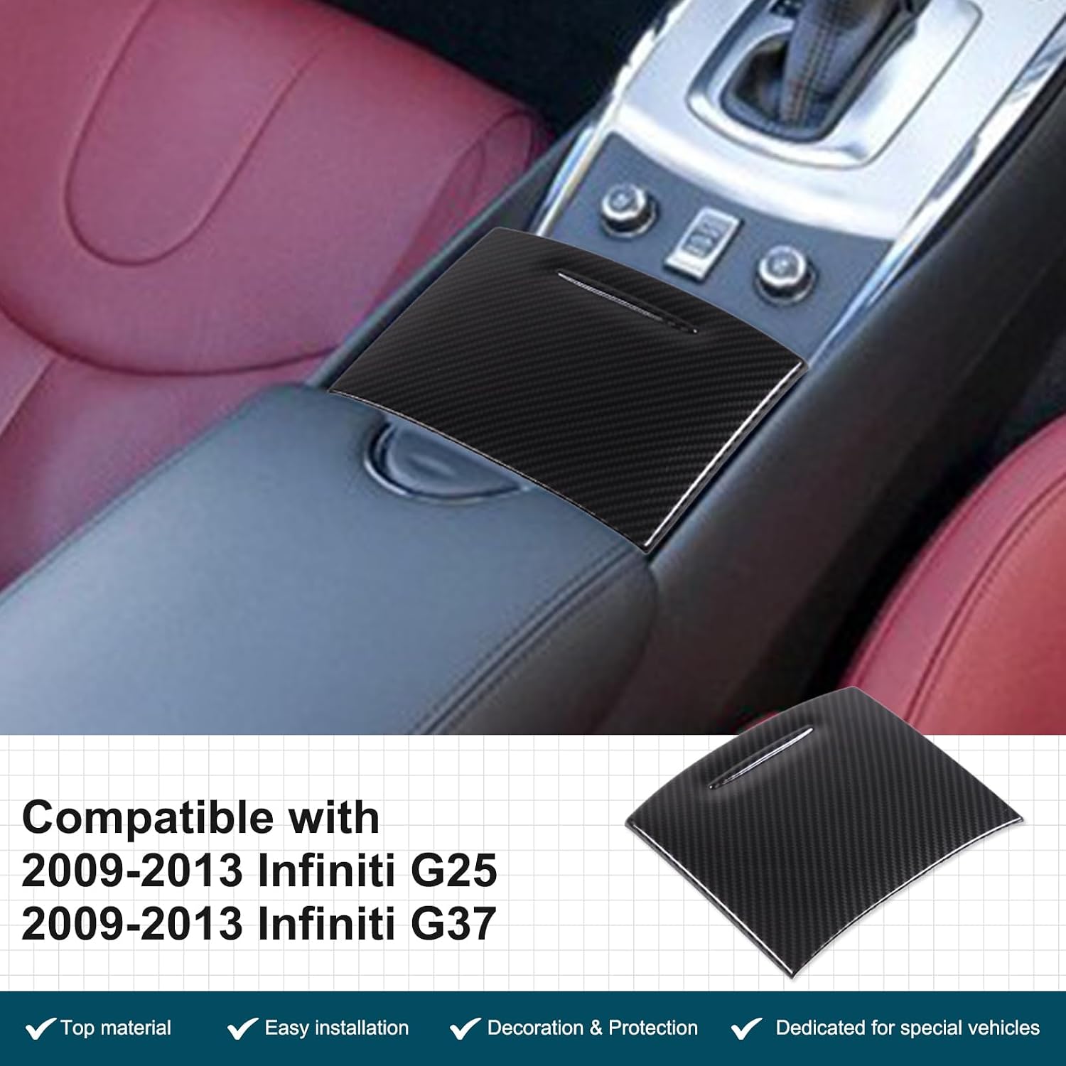 Center Console Cup Holder Storage Box Organizer Frame Cover Compatible with 2009-2013 Infiniti G25 Infiniti G37 Center Cup Holder Panel Trim Cover Accessories (Carbon Fiber Pattern) image 5