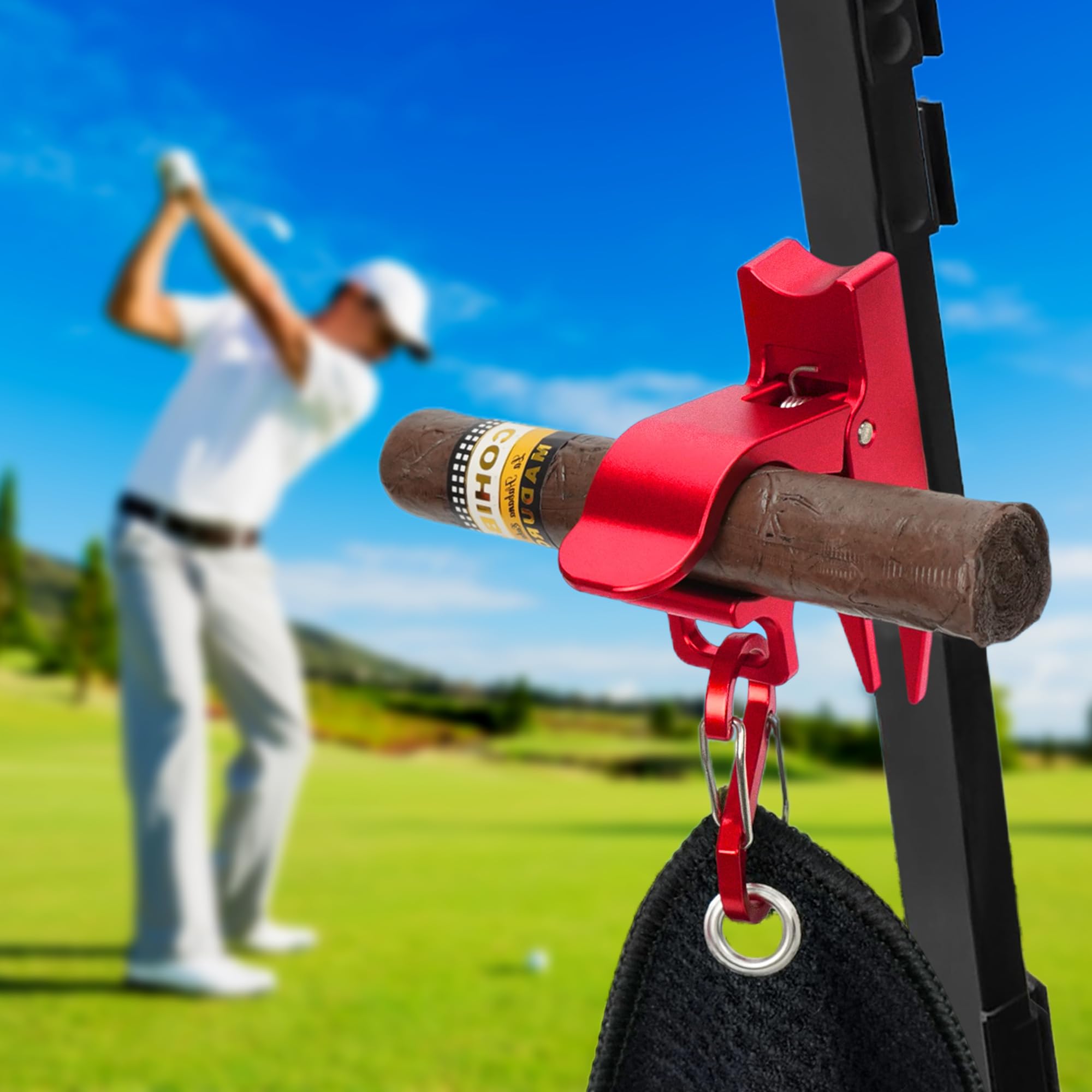 Magnetic Golf Cart Holder with Fork Design, Aluminum Alloy Magnetic Holder with Dual-Gate Carabiner, Easily Hold 30-80 Rings, Golf Cart Accessories,