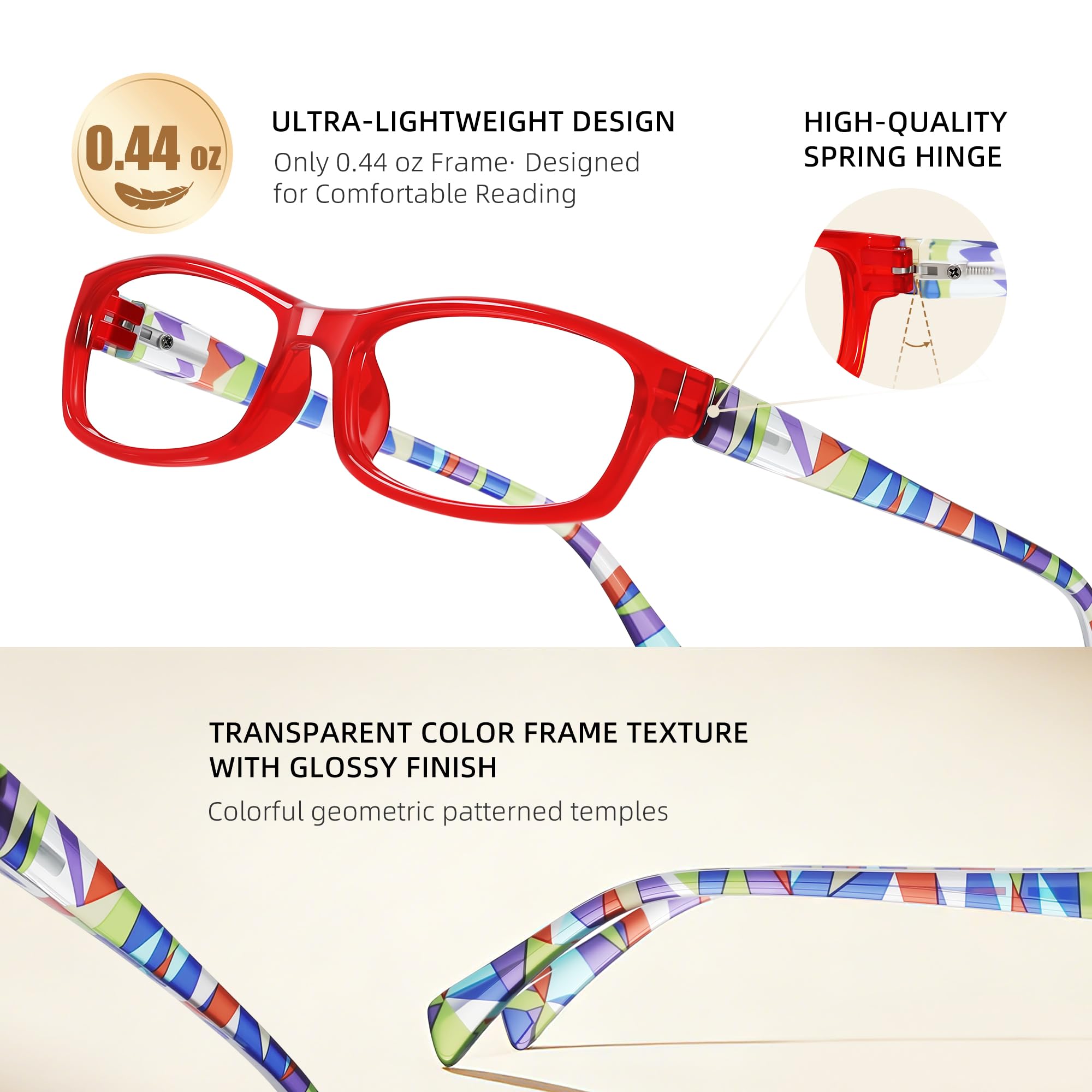5 gafas de lectura para mujer, luz azul, bisagra de resorte, lector de ordenador, antideslumbrante, lente UV