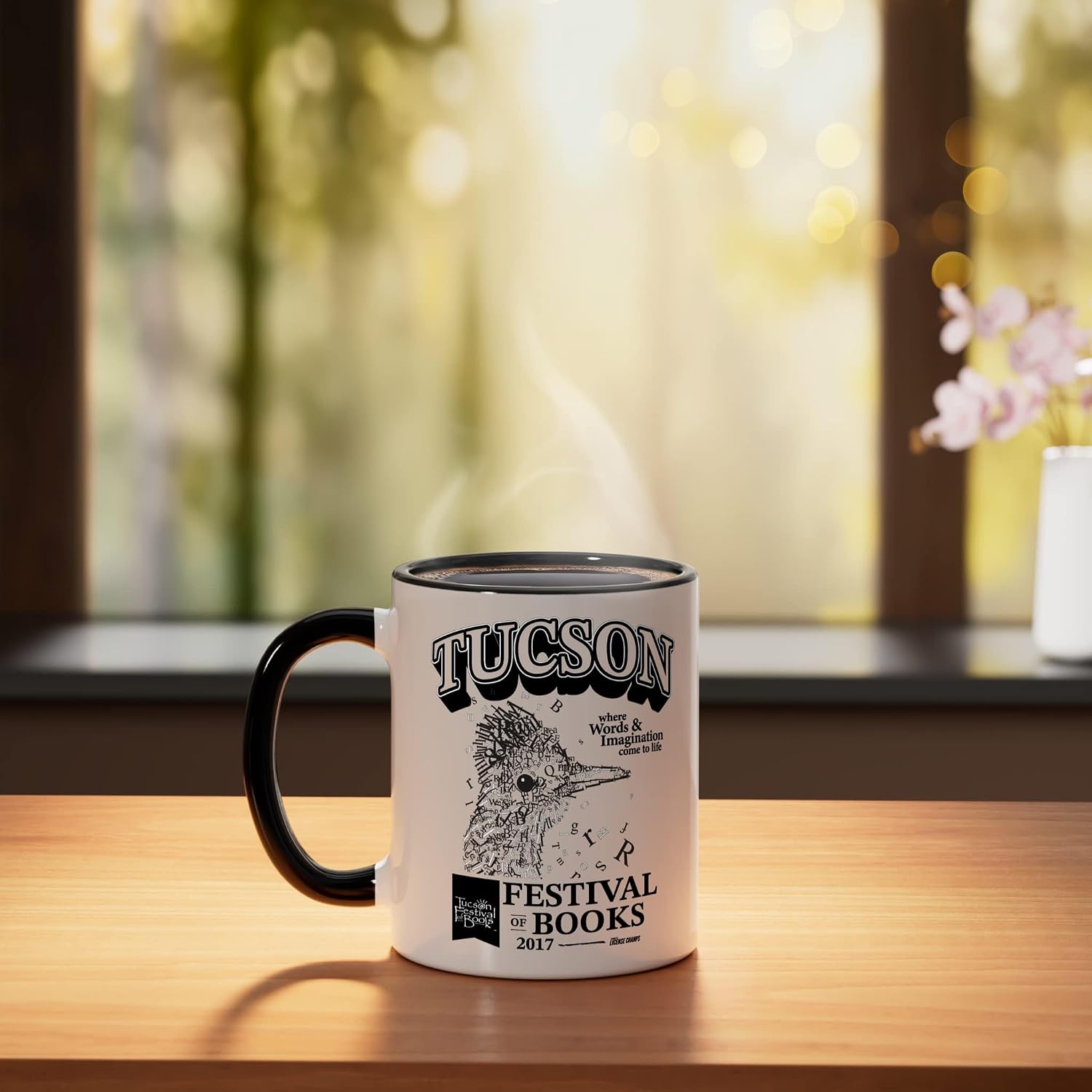 Tucson Festival of Books | TFOB 2017 | Roadrunner Mascot Ceramic Mug, Black/White