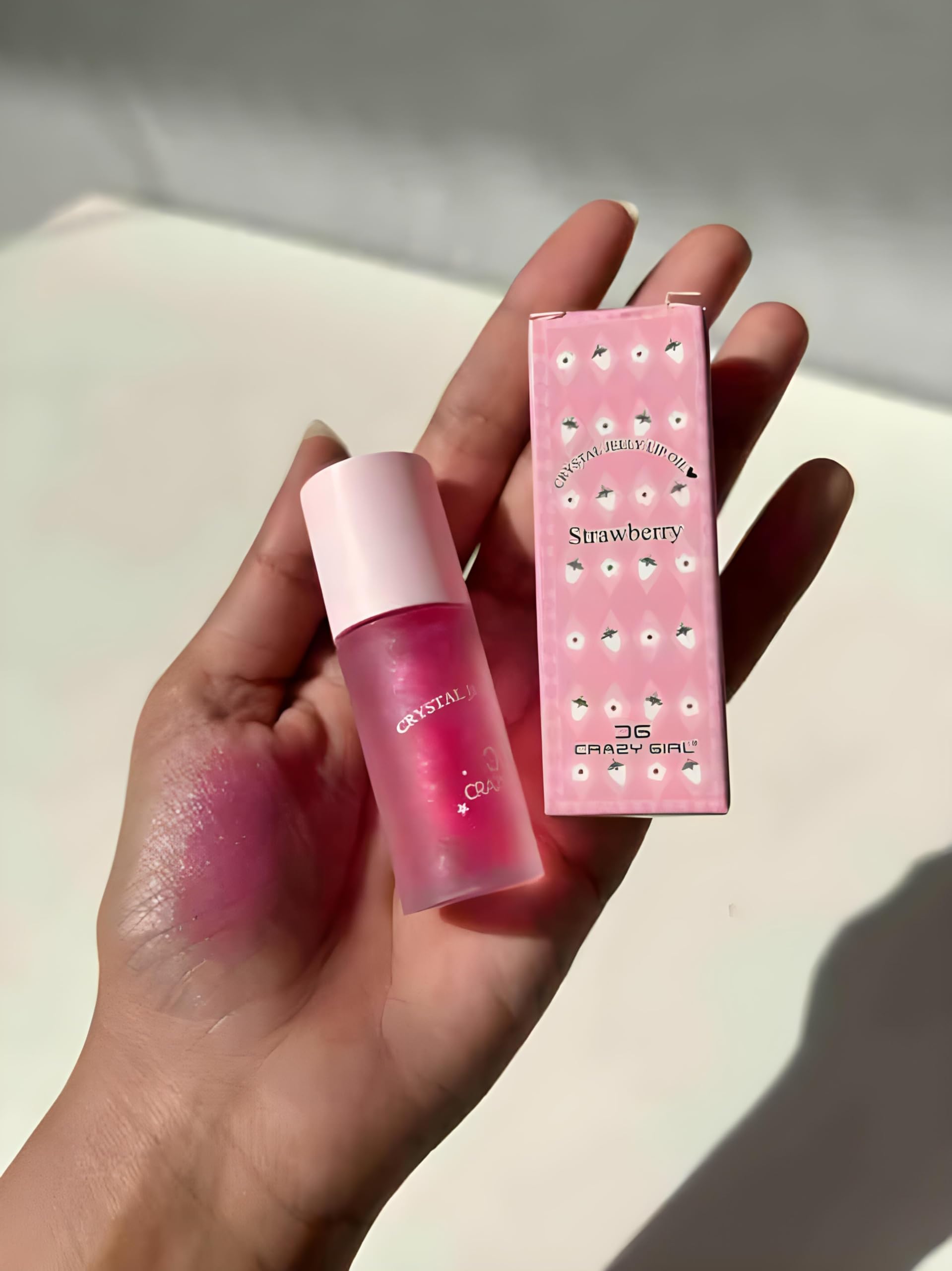 Bajajbeautyshop Crazy Girl Crsytal Jelly Lip Oil, Color Changing Lip & Cheek Fruit Based Oil, Hydrating & Moisturizing Lip Gloss Natural Pink (Strawberry, 1)-image-46