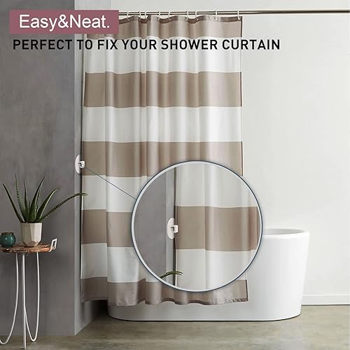 Miniatura 7 de Mate Leon Shower Curtain Clips Windproof Clips , Shower Splash Guard Curtain Clip , Self Adhesive Shower Curtain Clips Splash (White, 8)