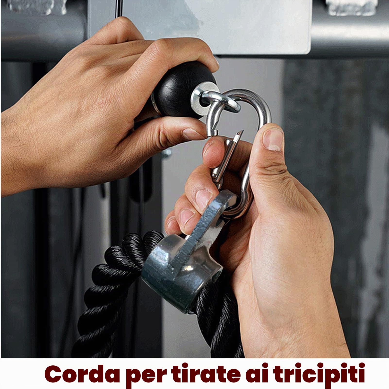Corda lunga per tricipiti, accessorio per tricipiti, lunghezza 119,7 cm, cavo per tricipiti, corda per tricipiti, per sistema di pulegge da palestra domestica, attacco per macchina per cavi