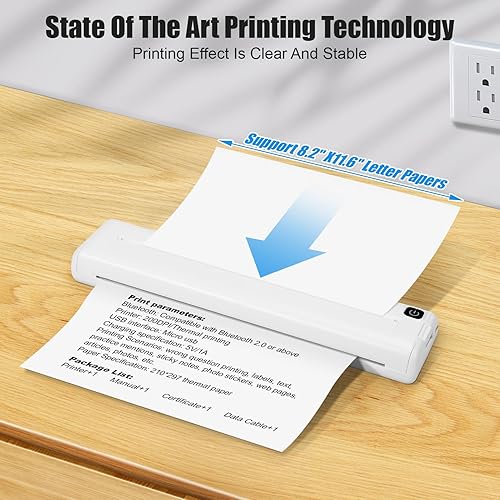 Miniatura 3 de Impresora de transferencia térmica Bluetooth, impresoras portátiles inalámbricas para viajes, impresora sin tinta, compatible con Android, teléfono