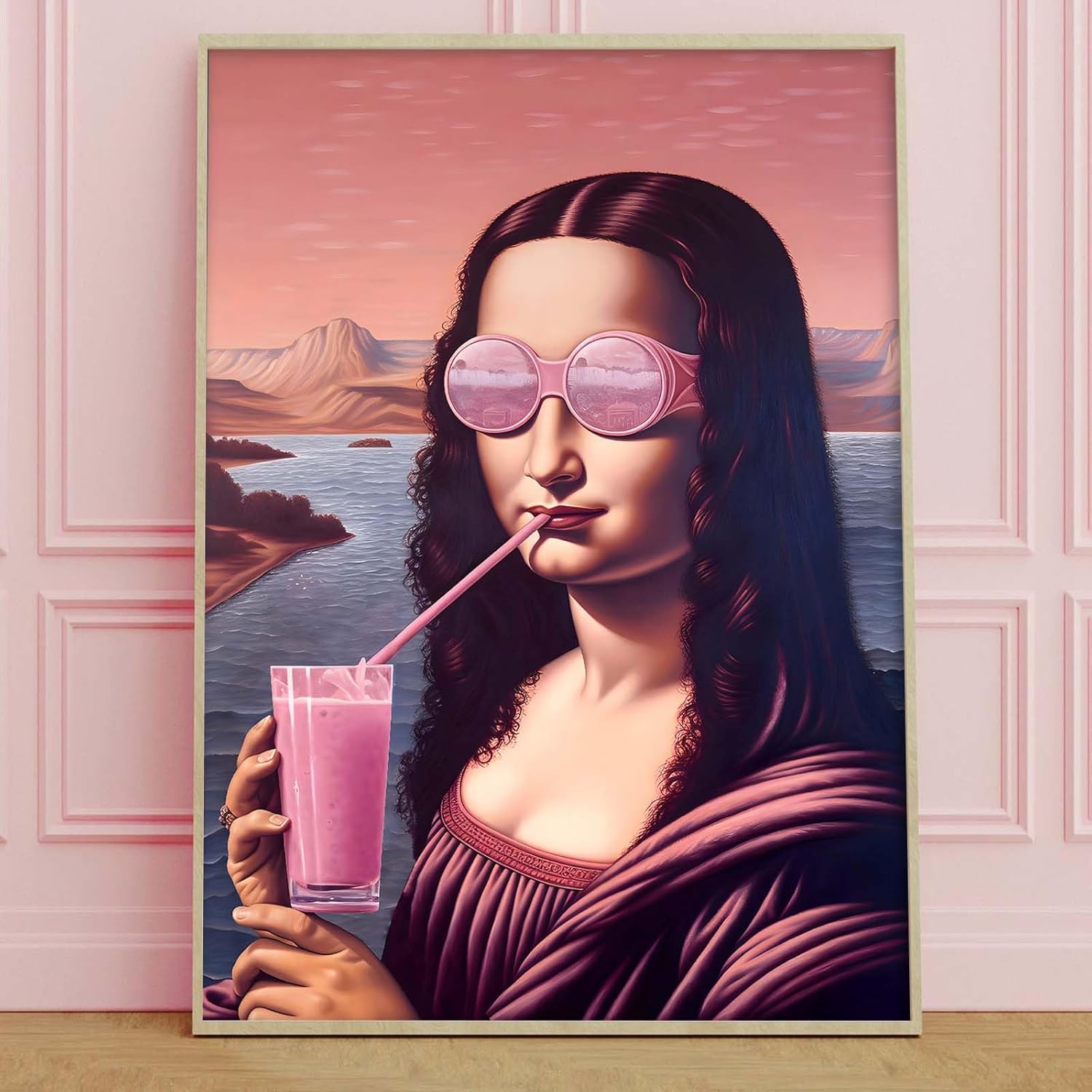 Pink Aesthetic Canvas Wall Art Funny Altered Art Eclectic