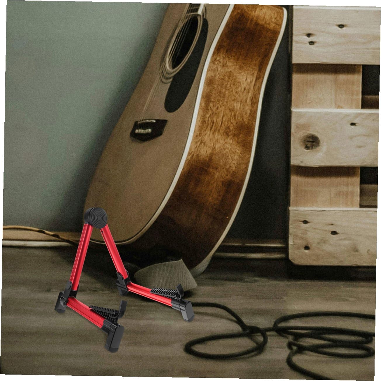 Roter Klappbarer Gitarrenständer aus Aluminiumlegierung für Zuhause