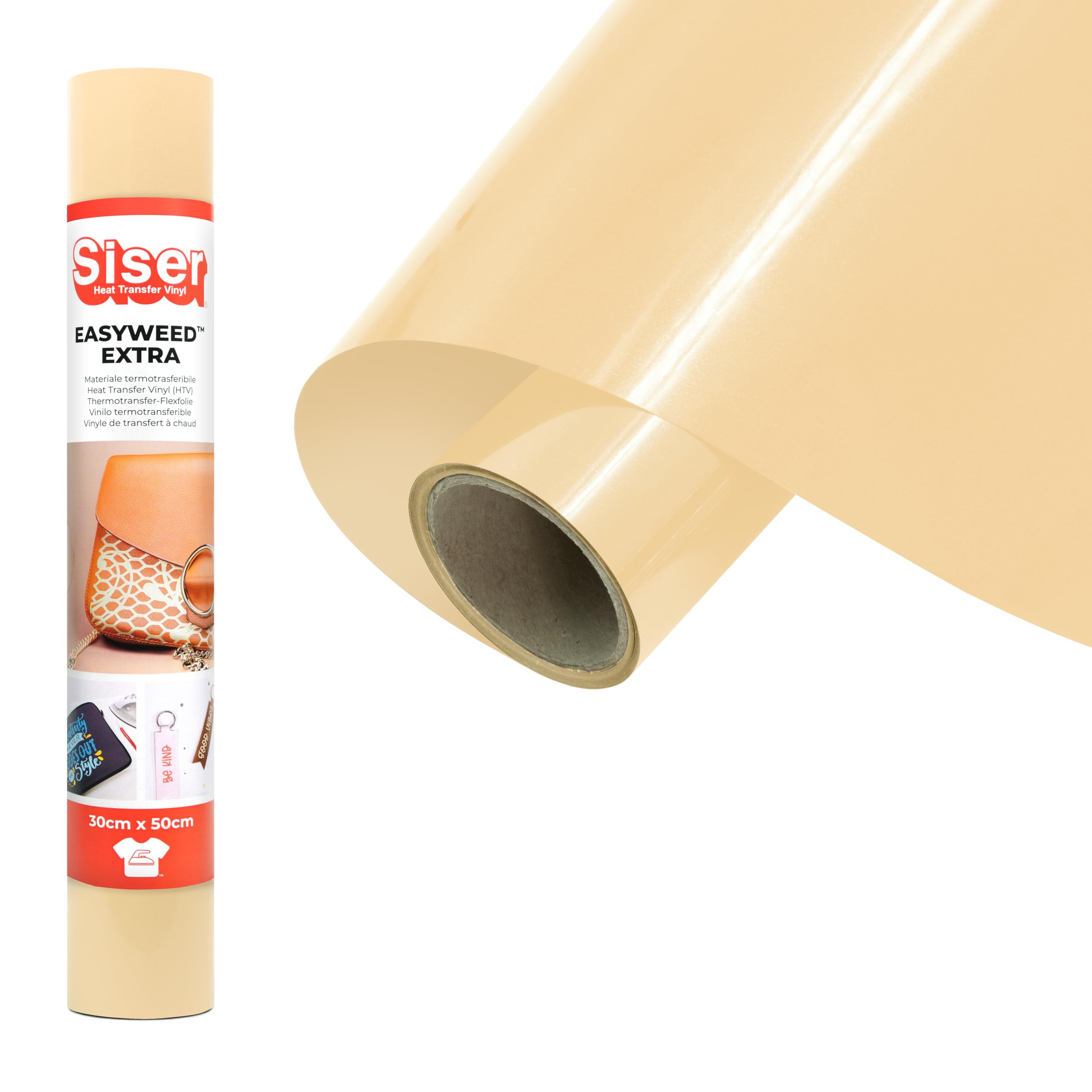 Siser® EasyWeed® Extra Crema, 30 cm x 0.5 m, Heat Transfer Vinyl for Customising Nylon, Leather, Treated Fabrics