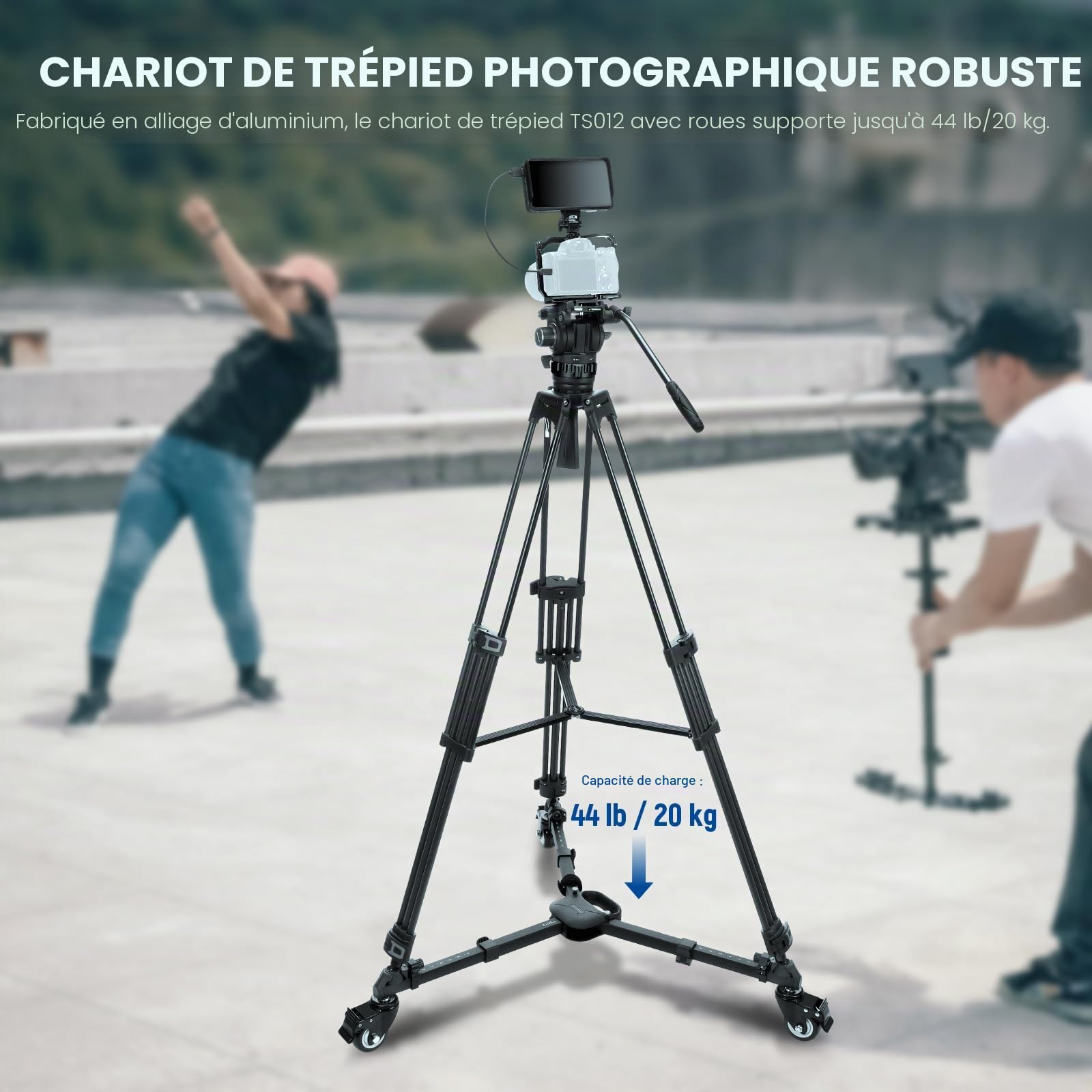 NEEWER Dolly pour Trépied de Photographie, Chariot à Verrouillage Rapide avec Roues en Caoutchouc de 7,6cm, Pieds Télescopiques,Poignée et Sac,Charge Maximale de 20 kg pour DSLR,Caméscopes,Vidéo,TS012