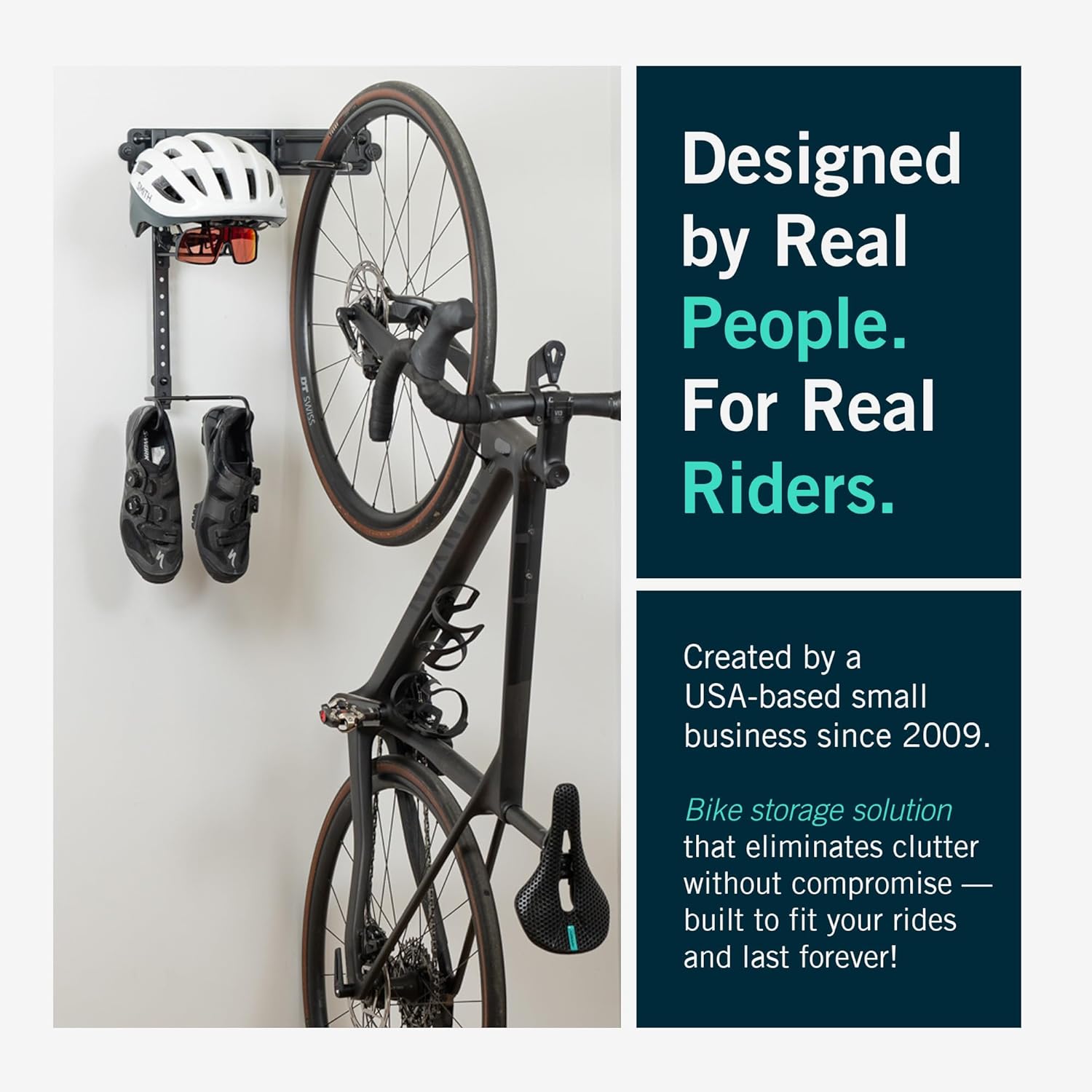 StoreYourBoard BLAT Bike Wall Mount - Bike Hanger for Garage, Space-Saving Vertical Bike Stand for Secure Bike Storage, Adjustable Wall Mounted - Fits Most Road, Mountain & Hybrid Bikes - Single