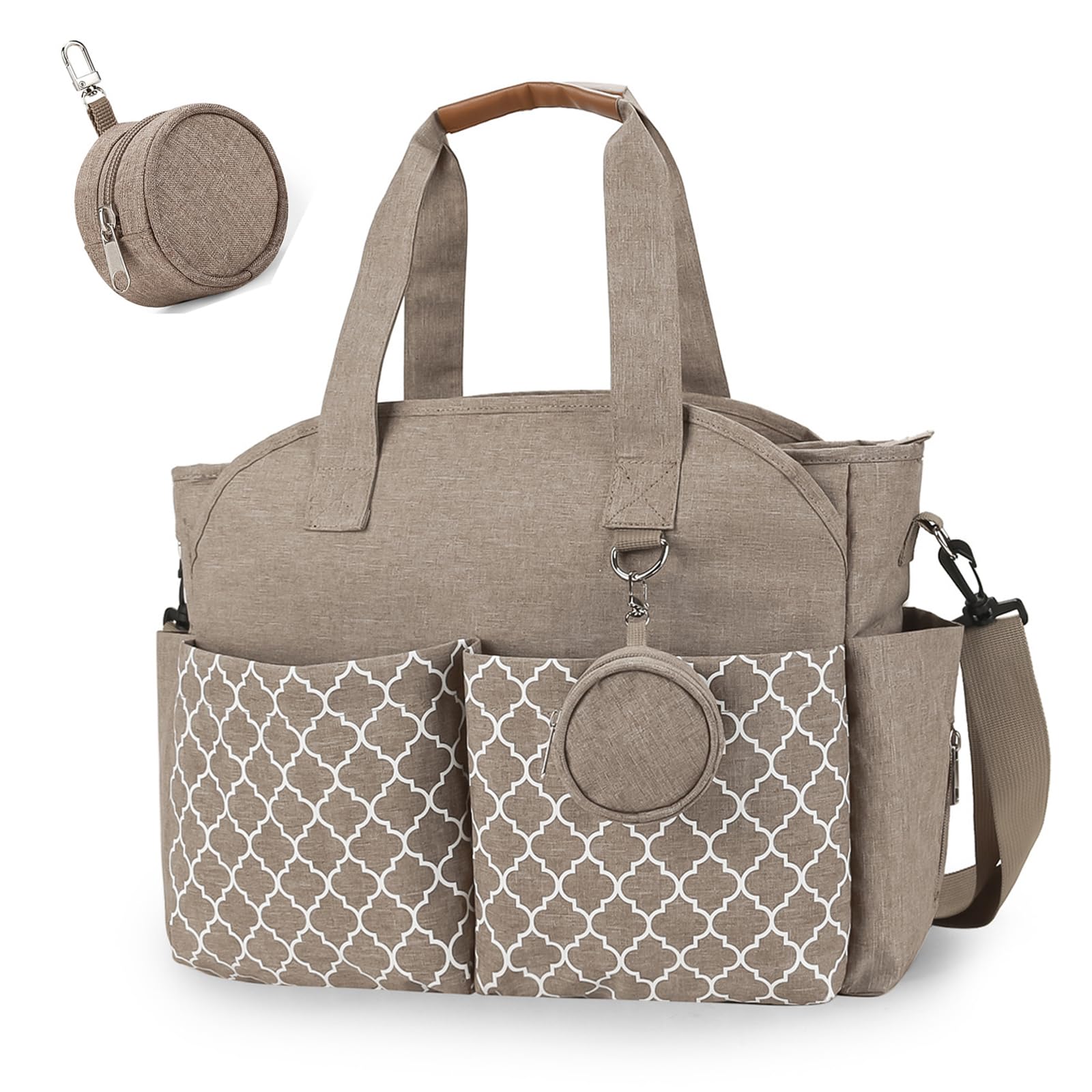 Wickeltasche Baby Groß, 13 Fächer Kinderwagen Windeltasche, Wasserabweisende Babytasche mit Schnullerbox, Multifunktionale Schultertasche für Mama, Reisetasche Kliniktasche Geburt