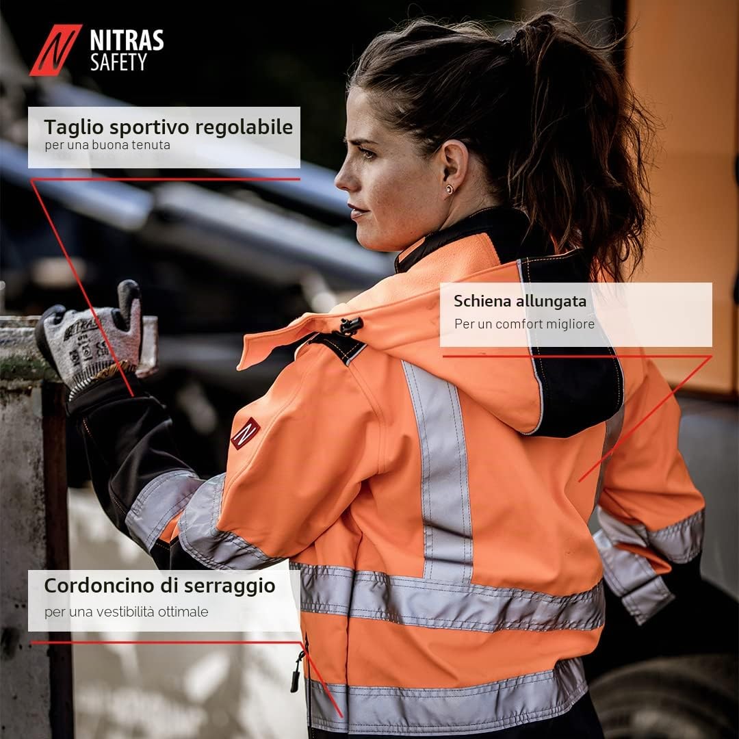 NITRAS Motion Tex Viz 7171 Giacca di avvertimento - Giacca Softshell in colore di avvertimento per il lavoro - Giallo neon - M