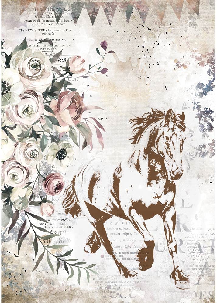Stamperia International Rice Paper-Romantic Running Horse, Various, A4