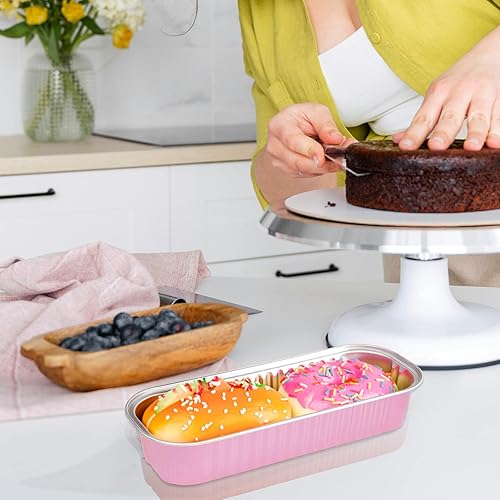 Miniatura 3 de Fodofodo 20 mini moldes rectangulares con tapas, mini moldes para pasteles con tapas, moldes desechables para hornear, moldes para magdalenas, tazas