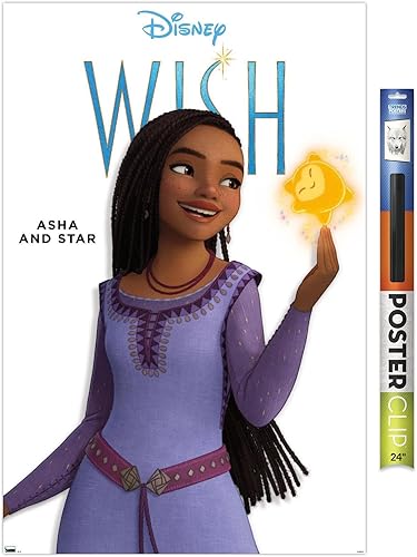 Trends International Disney Wish - Póster de pared Asha Feature Series, 22.37 x 34.00 pulgadas, paquete de póster y clip prémium