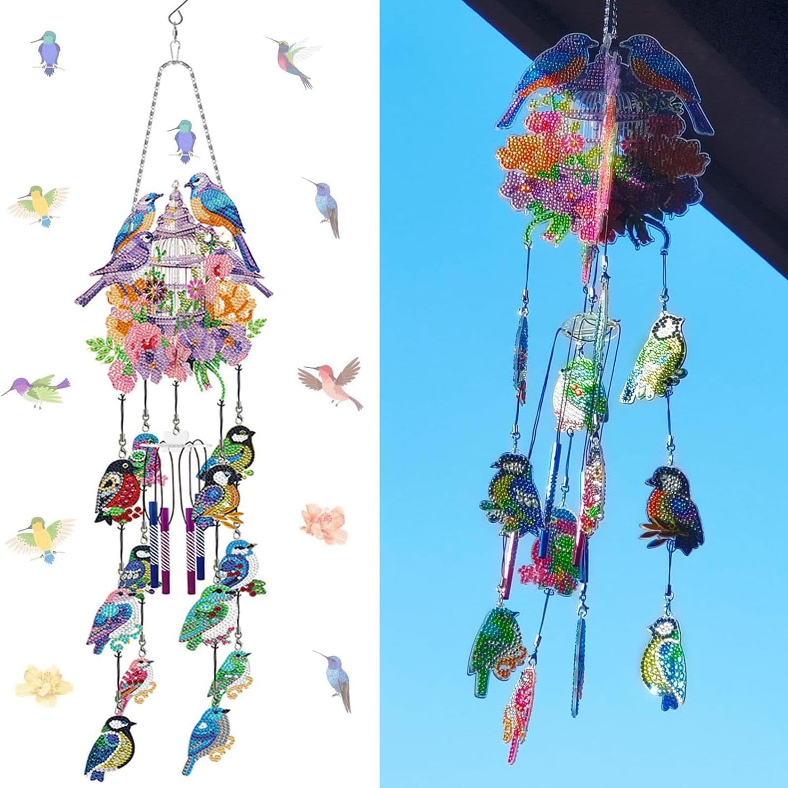 Carillon éolien à peinture diamant double face 3D et carillon à vent d'art diamant DIY