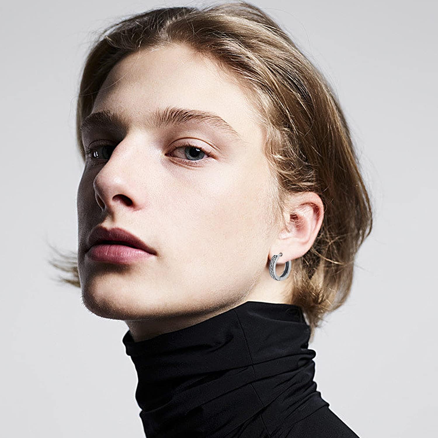 Odinstone 925 Sterling Silver Norse Viking Runes Hoop Earring Celtic Knot Earrings for Men Women Hypoallergenic Huggie Hoops Jewelry Gift - Image 2