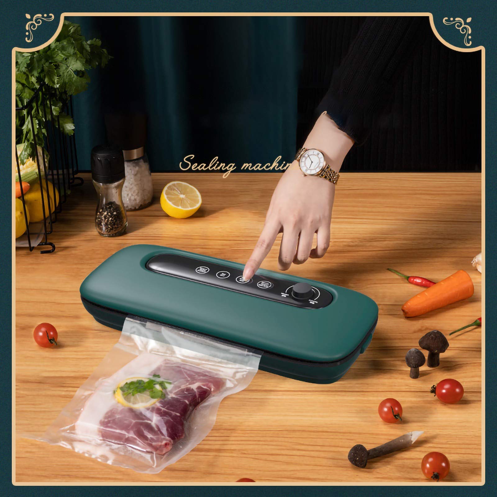 Macchina Sottovuoto per Alimenti Professionale Sigillatrice Sottovuoto Automatica Portatile Vacuum Sealer Sigillatore a Vuoto Adatto per Alimenti freschi Sia secchi Che umidi A