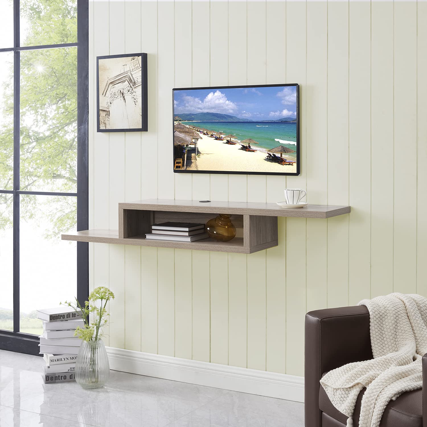 Buy Athena Floating TV Stand Wall ed Floating Entertainment Center 65