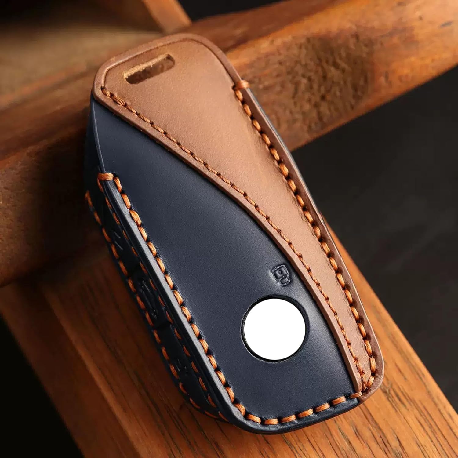 Vintage Leather Key Fob Cover Case for BMW X5 X7 X1 X2 X3 XM M4 iX 5 7 Series i5 i7 2024 2025 2026, Handmade Crazy Horse Leather, Blue - Image 5
