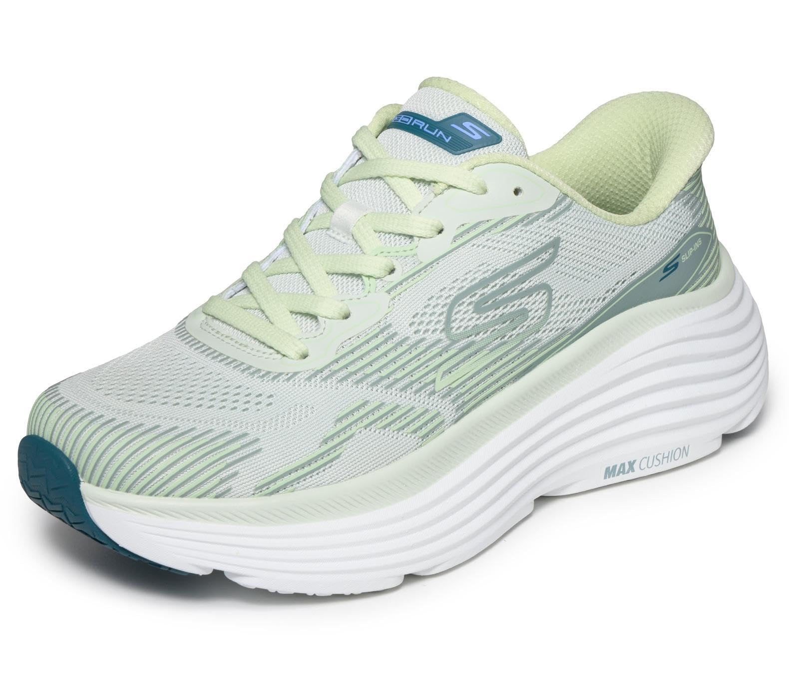 Skechers MAX Cushioning Endeavour - Tenis para Mujer, Color Menta, Talla 7 de Reino Unido