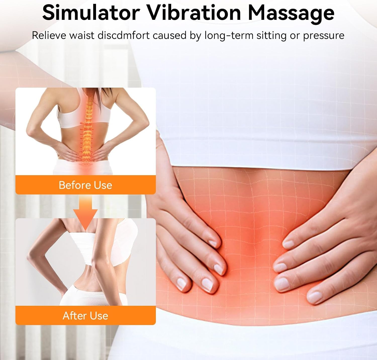 Masseur Lombaire et Sciatique 3 en 1 Chauffant, Vibrant & Traction 26° (Gris)