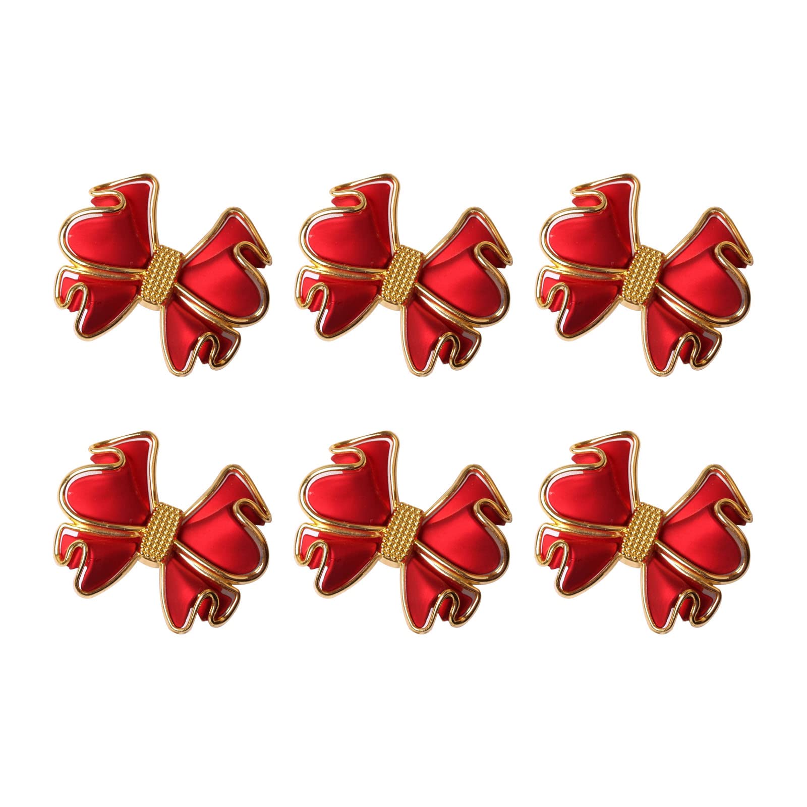 Kalttoy 6pcs Red-Bow Napkin Party Serviette Buckles Holder Simple Wedding Table Decoration for Party Banquet Daily Use Napkin Buckle Dining Table Decoration