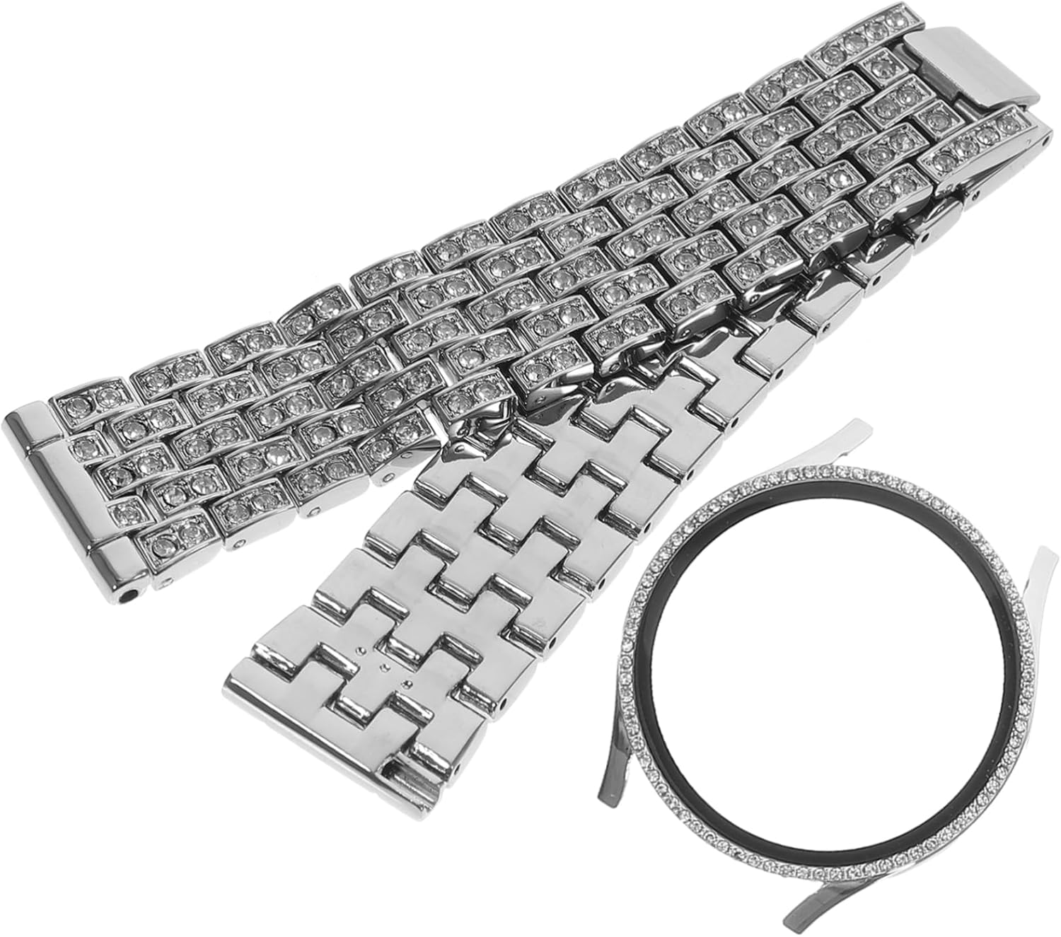 Mikikit 1 Set Diamond Strap Watch Strap Replacement Watches Decor Rhinestone Watchband Glitter Watch Band Shiny