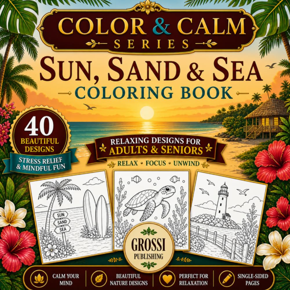 SUN, SAND & SEA: An Adult Coloring Book of Beautiful Beach Scenes and Joyful Summer Moments (COLOR & CALM SERIES)