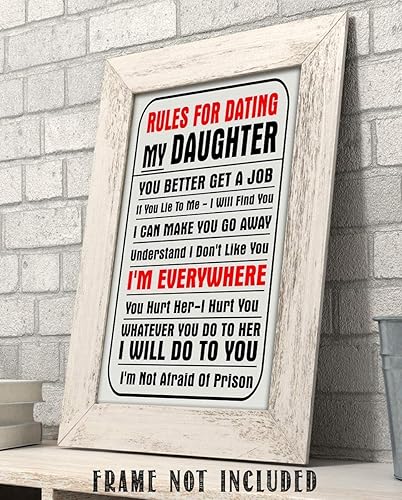 Miniatura 7 de 'Rules For Dating My Daughter' Wall Art Print - 8x10" Funny Sign Print Ideal for Home Wall Decor, Man Cave Decor, Garage Decor & Bar Decoration. Fun