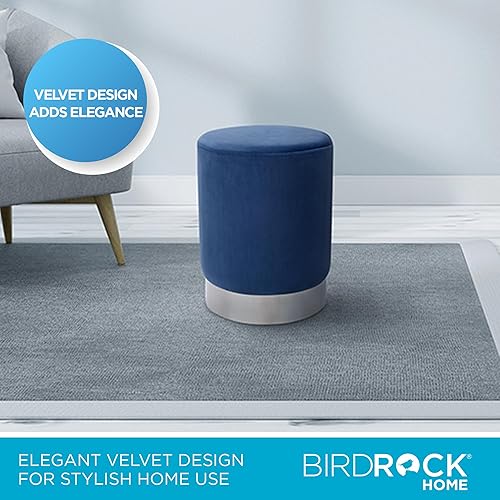 Miniatura 15 de BIRDROCK HOME Taburete otomano redondo – Diseño moderno de taburete acolchado suave – Ideal para sala de estar, dormitorio, reposapiés compacto,
