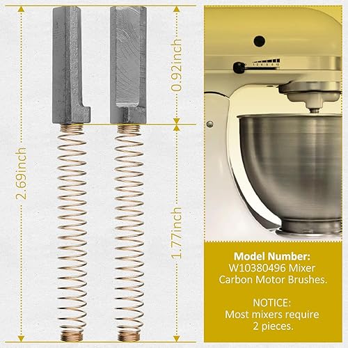 Miniatura 4 de HASMX W10380496 Cepillo de motor de carbono para mezclador Kitchenaid modelos K45, K45SS, KSM103, KSM110, KSM150, KSM151, K5, K5SS, KSM5, KP50P,