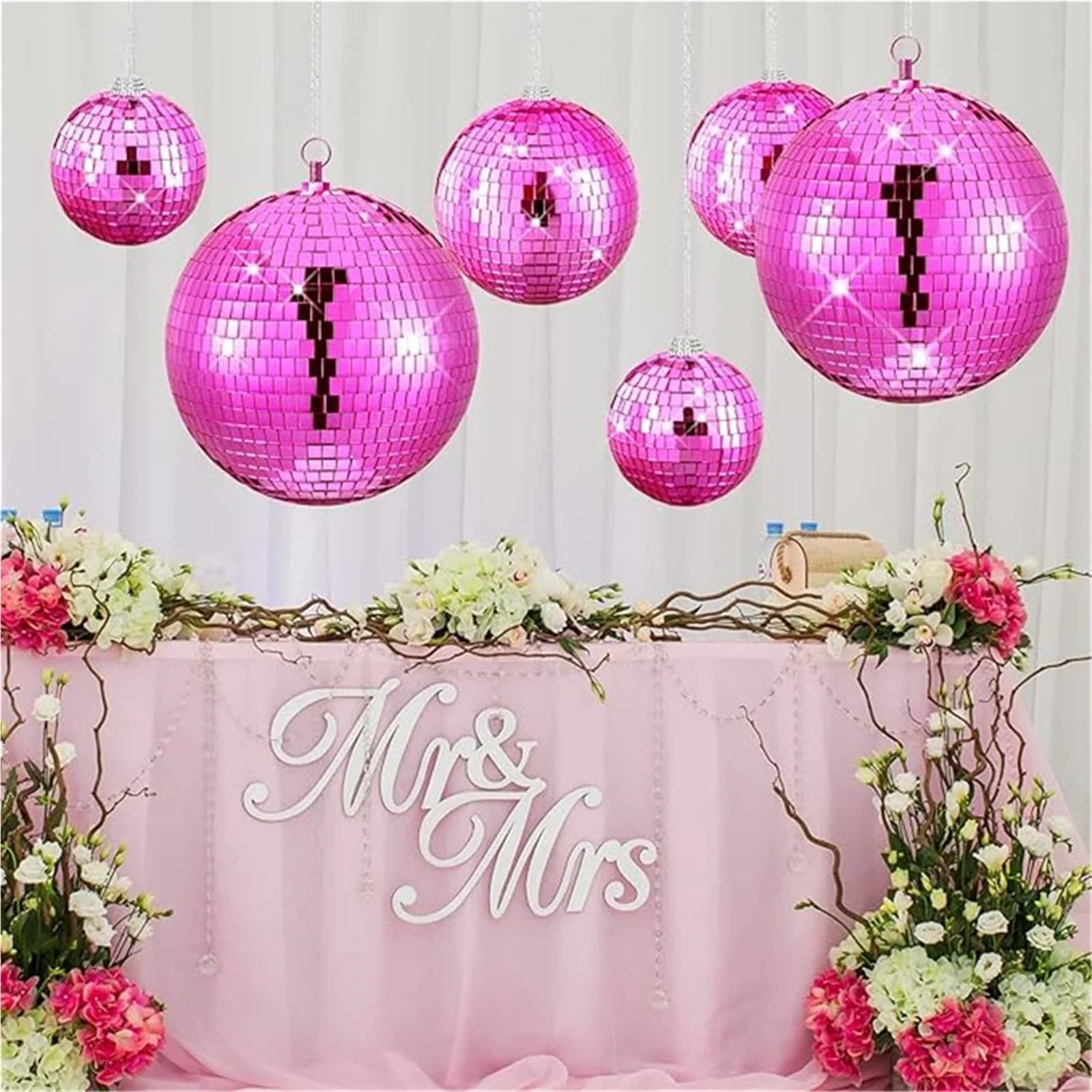 Bola Discoteca 1 bola reflectante rosa de 10-20 cm, ideal for láser, discoteca, San Valentín, Navidad y decoración de diversas fiestas.(20cm)