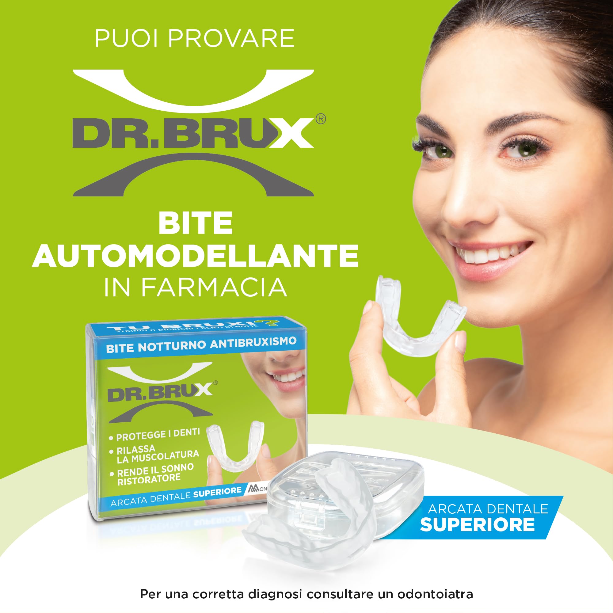 Bite Dentale Modellante da Notte, Arcata Superiore, Colore Trasparente