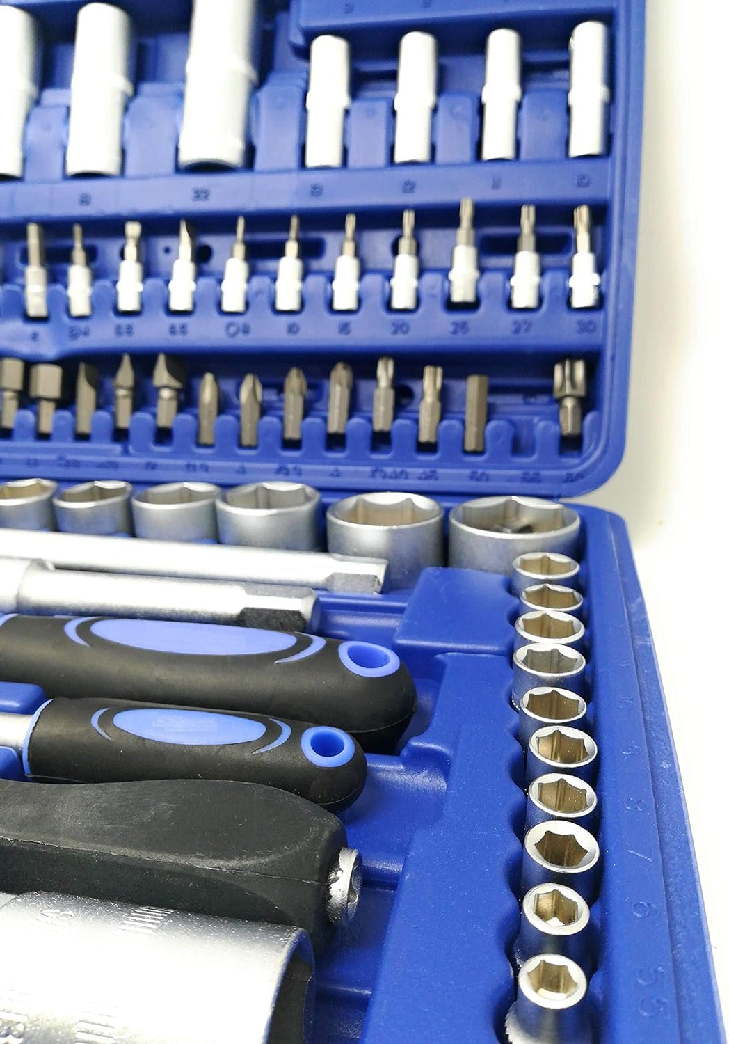 SQUADO Set Chiavi a Bussola e Accessori con Cricchetto 108 pezzi Chrome Vanadium Professionale con Valigetta