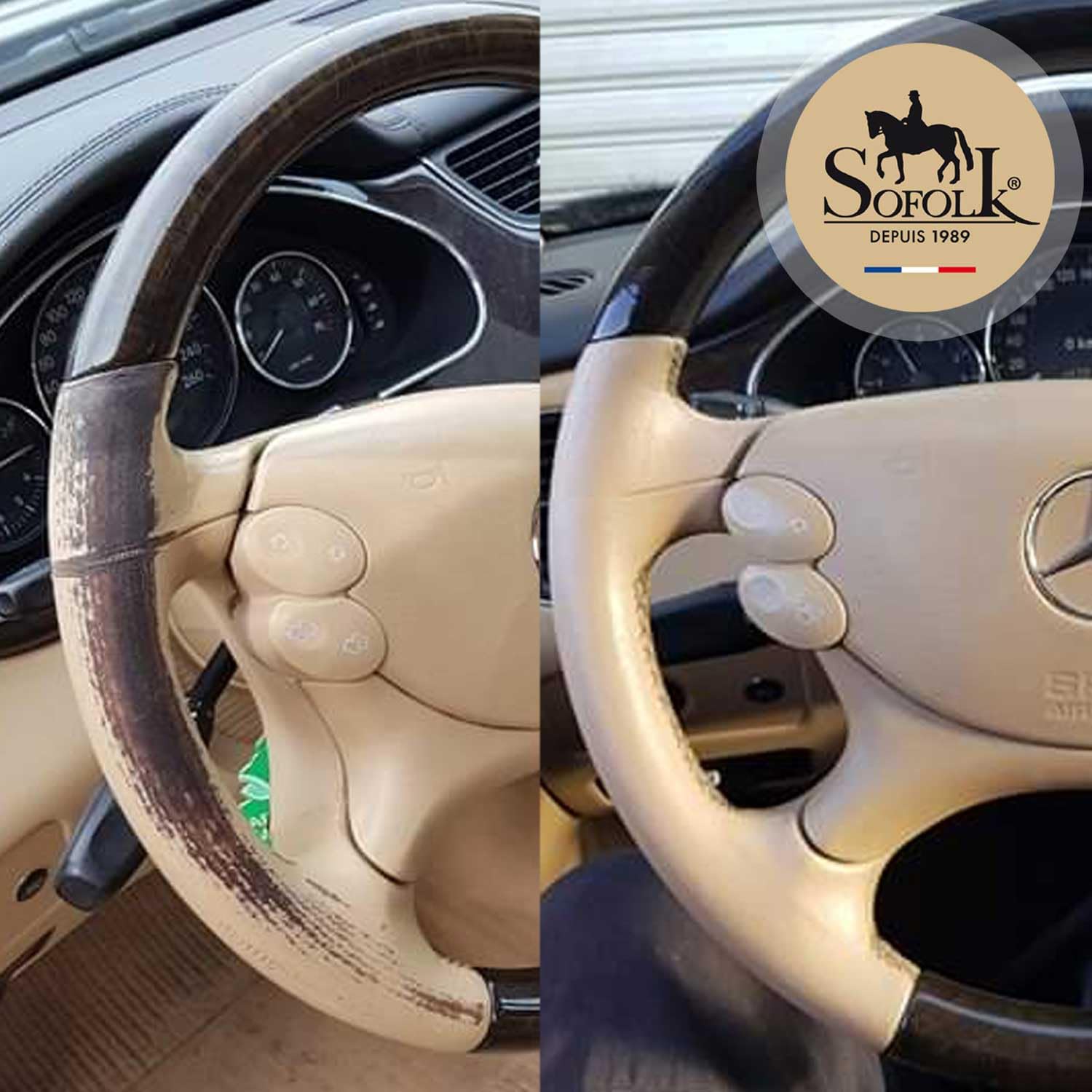 SOFOLK – Kit de renovación de piel para un asiento de coche – Reparación de grietas y desgaste, recoloración del asiento de coche, todos los tonos, protección y cuidado nutritivo (01-Negro)