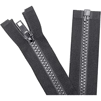 Sawoake 2pcs #5 20cm Separating Jacket Zippers for Sewing Coats Jacket Zipper Black Moulded Plastic Zippers Bulk Tailor DIY Sewing Tools for Garment/Bags
