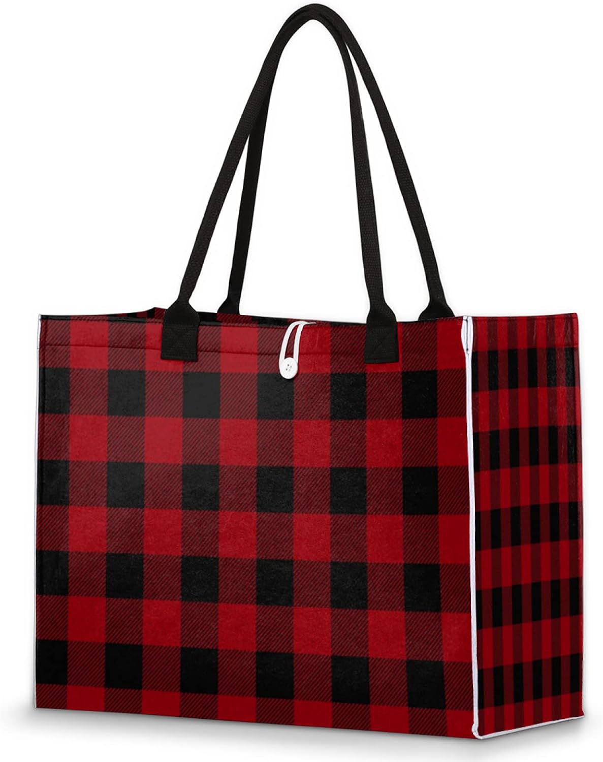 Amazon.com: Red And Black Plaid Tote Bag For Women Travel Bag Reusable ...