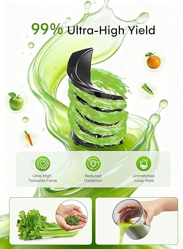 Miniatura 4 de Máquinas exprimidoras, exprimidor de prensa en frío, exprimidor de masticación lenta para frutas y verduras enteras, fácil de limpiar, alto