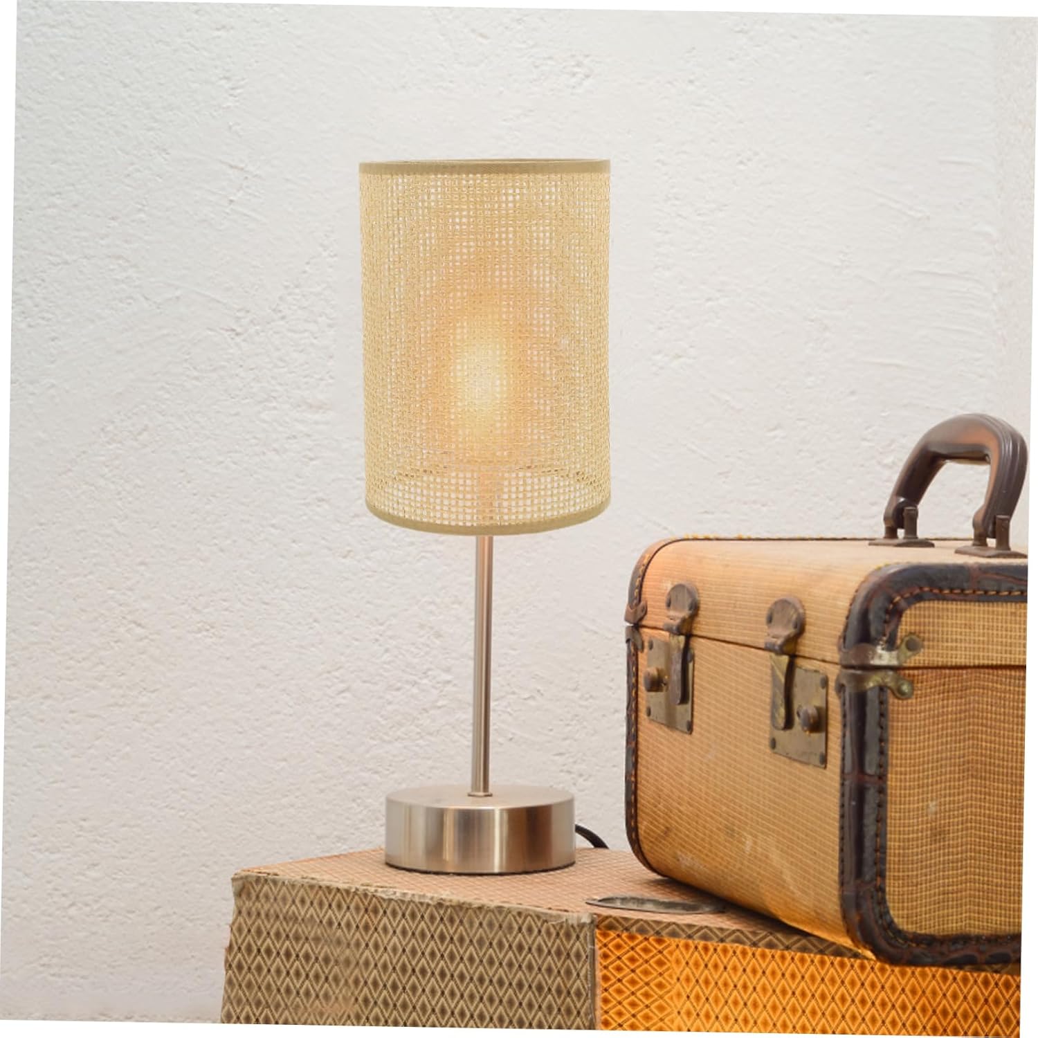 2pcs Rattan Lampshade Decorative Table Lamp Shades Woven Bamboo Light Covers for Living