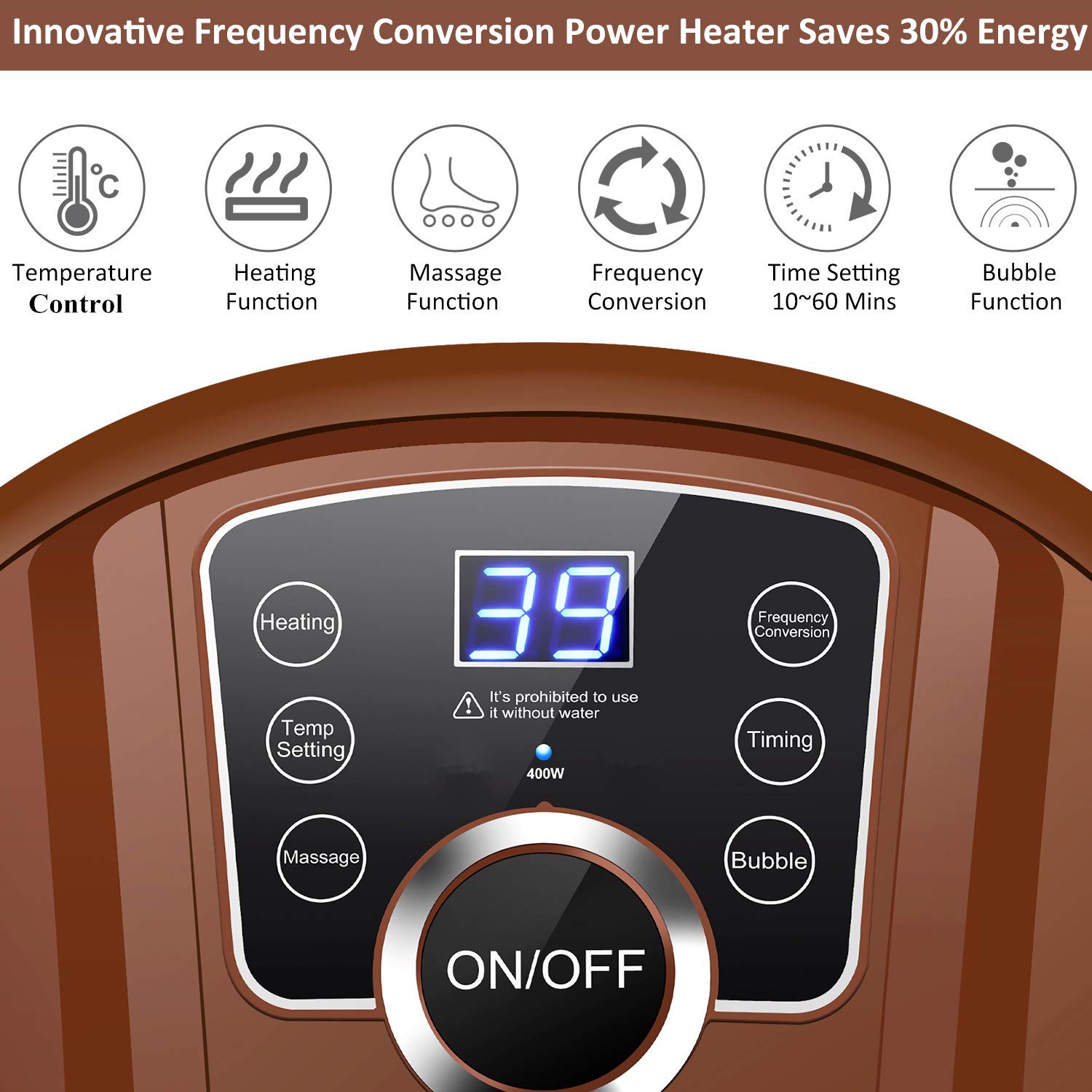 Foot Spa Bath with Heat and Massage and Bubbles, Foot Bath Massager w/16 Motorized Shiatsu Rollers,Digital Temperature Control,Red Light,Pedicure Foot Soaker w/Warm Water Soothe Tired Feet Home Use : Beauty & Personal Care