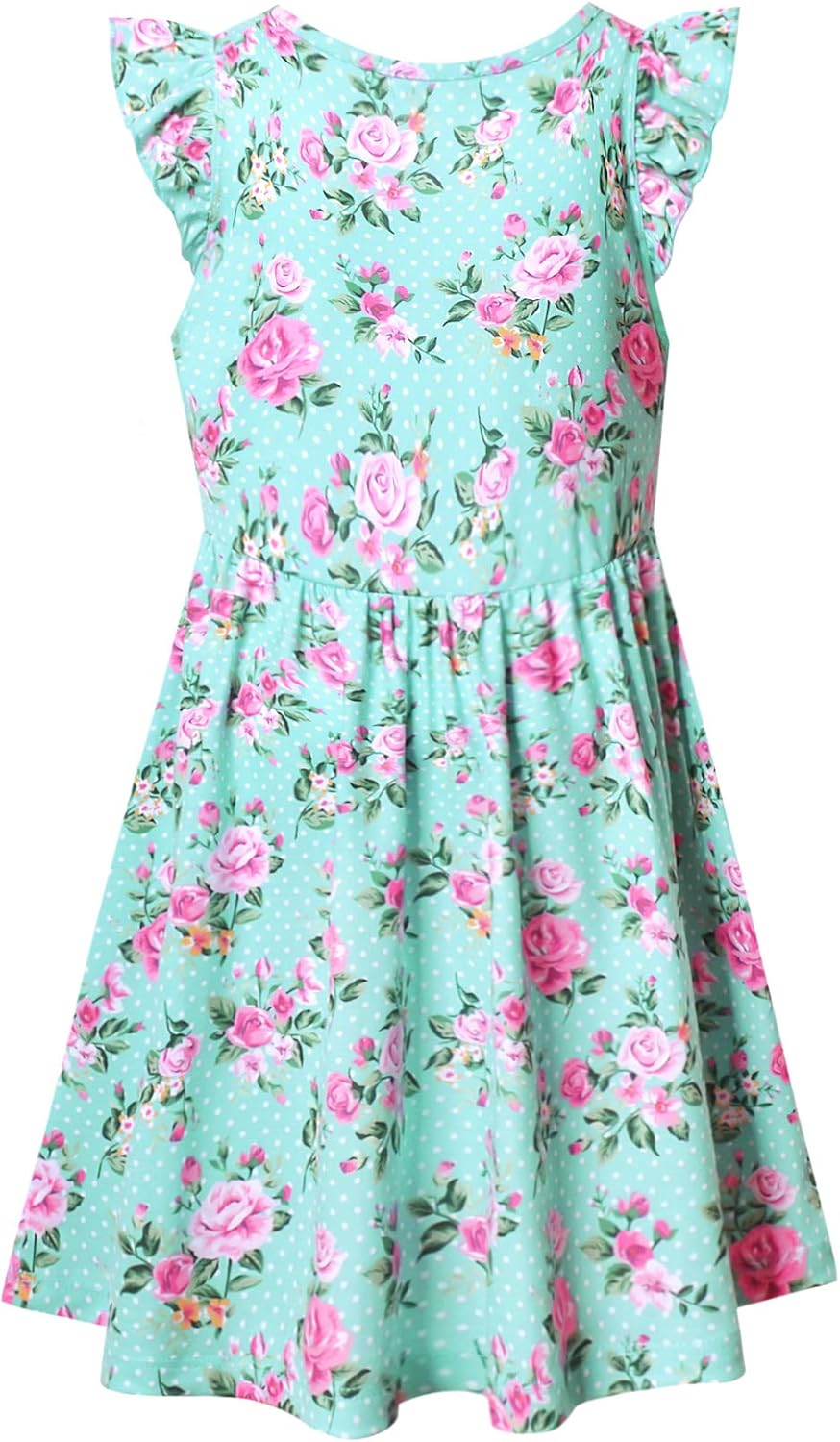 Girls Flutter Sleeve Unicorn Mermaid Dresses Summer Party Beach Hawaiian Clothes - Image 2