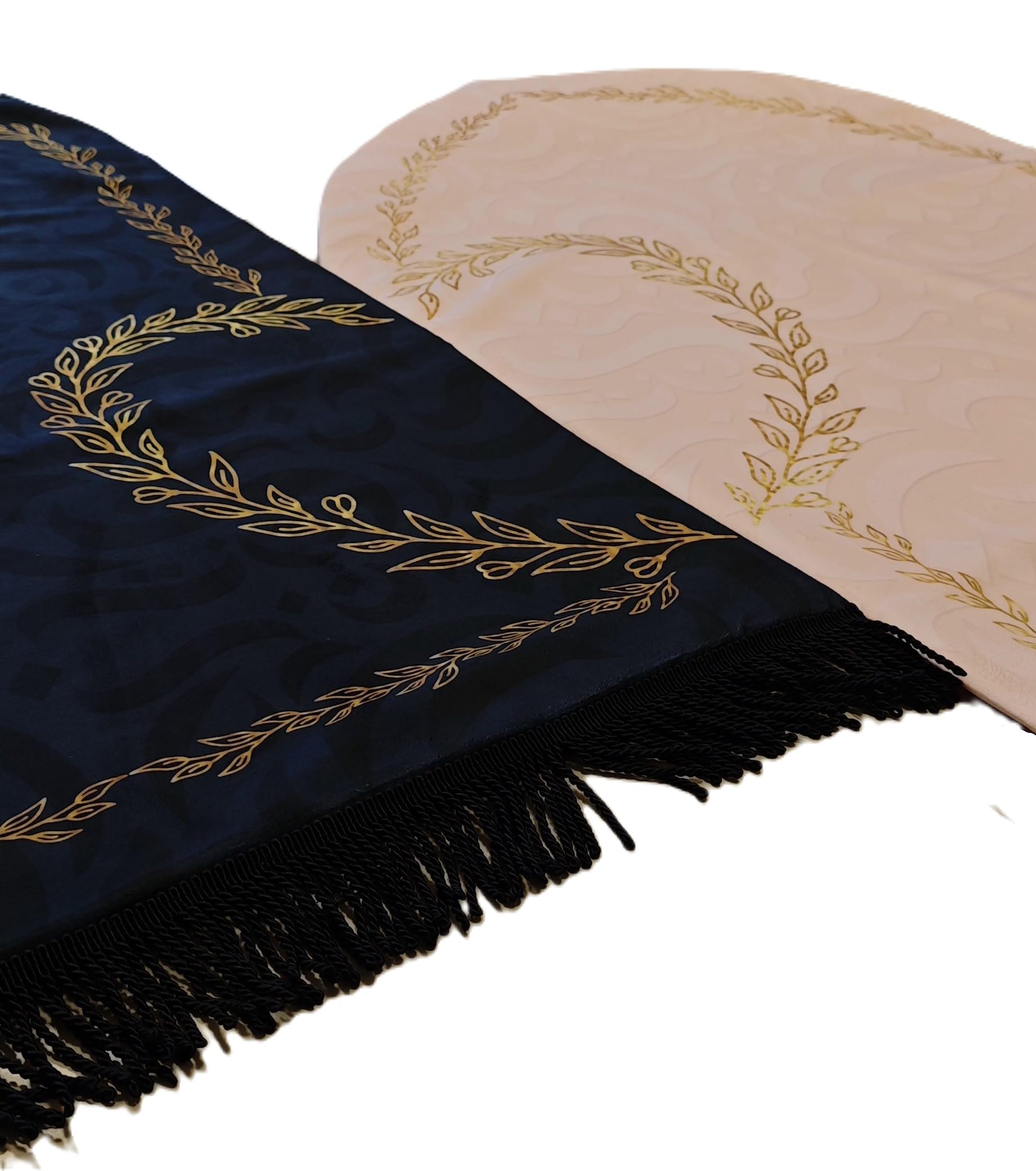 Maison and Beyond 2Pieces Padded Prayer mat for couple| soft velvet fabric | islamic gift for couples |Turkish made | Ramadan gift,Eid gift | soft for knees and forehead| 120 * 65cm (Navey and Pink)