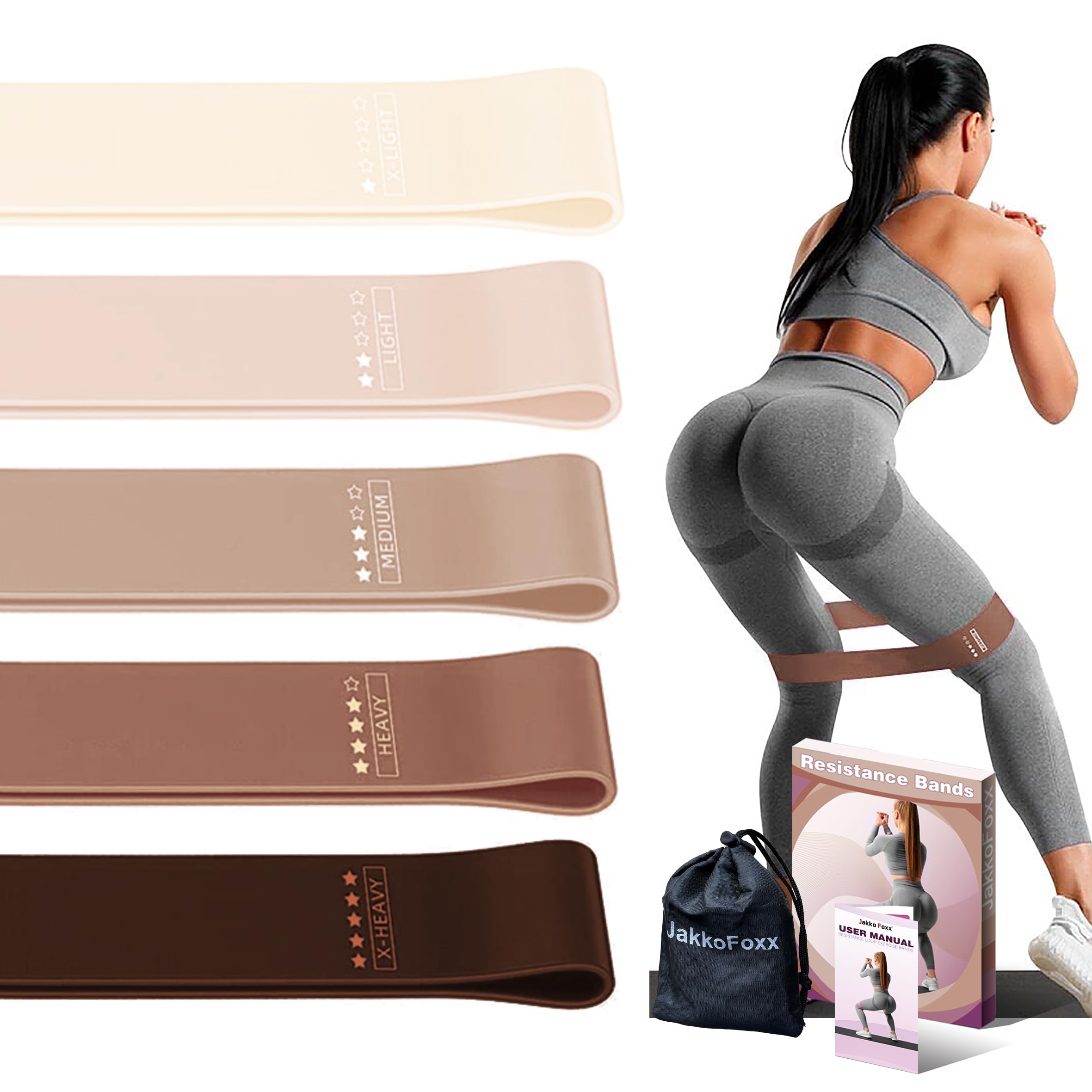Fitnessbänder 5er Set Widerstandsbänder mit 5 Stufen Übungsbänder für Heim-Fitness, Stretching, Krafttraining, Physiotherapie, Pilates, Yoga, Elastische Workout-Bänder für Frauen