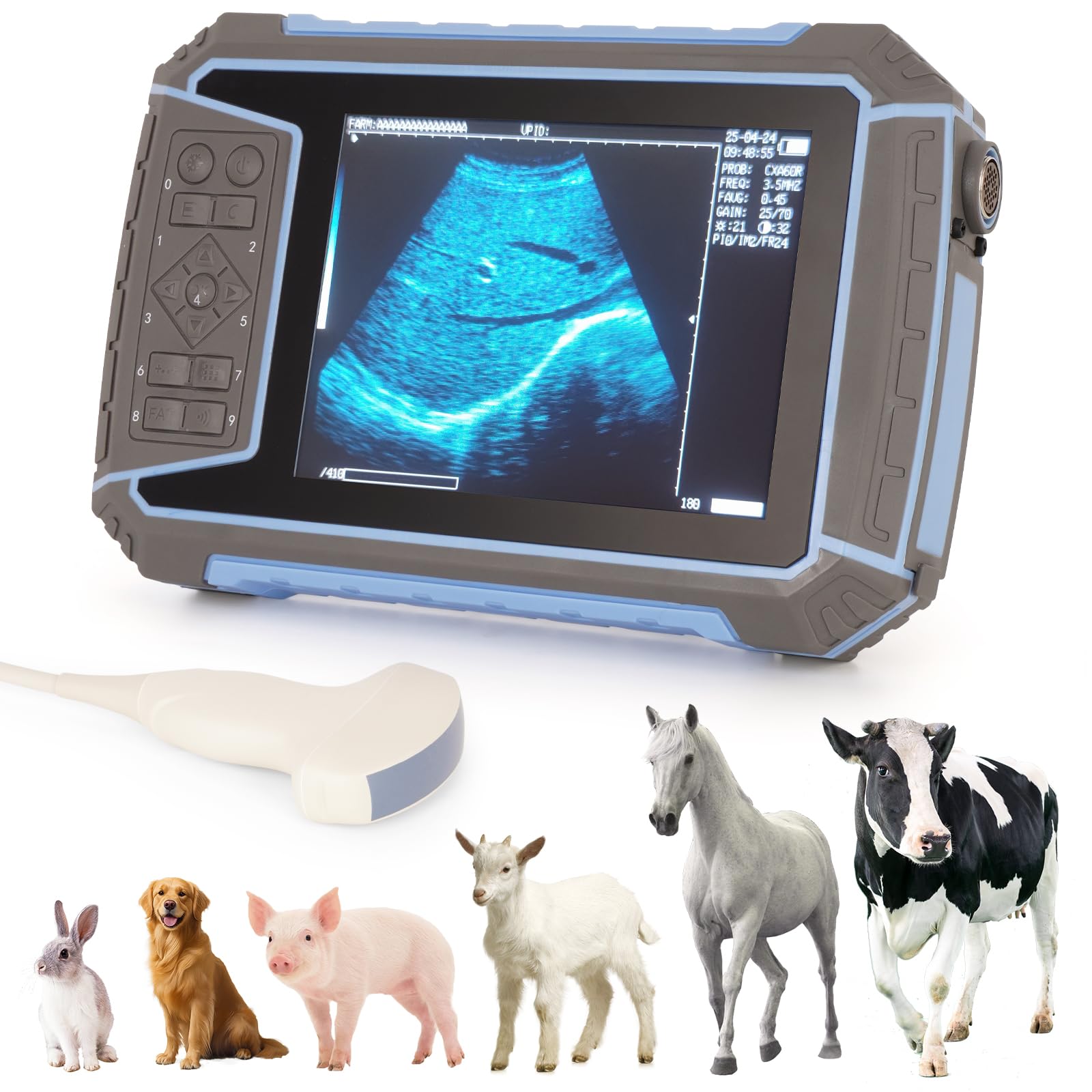 PALJZHMARY 2025 Upgraded Veterinary Ultrasound Machine - with 3.5MHz Convex Probe, Pregnancy Portable Handheld Scanner B-Ultra Sound for Cattle, Horse, Pigs, Sheep, Cats, Dogs, Rabbit, Fish