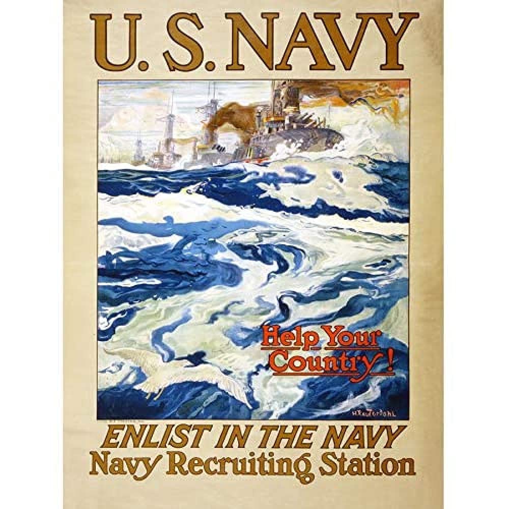 Reuterdahl USA Navy Recruitment WWI War Advert Unframed Wall Art Print Poster Home Decor Premium